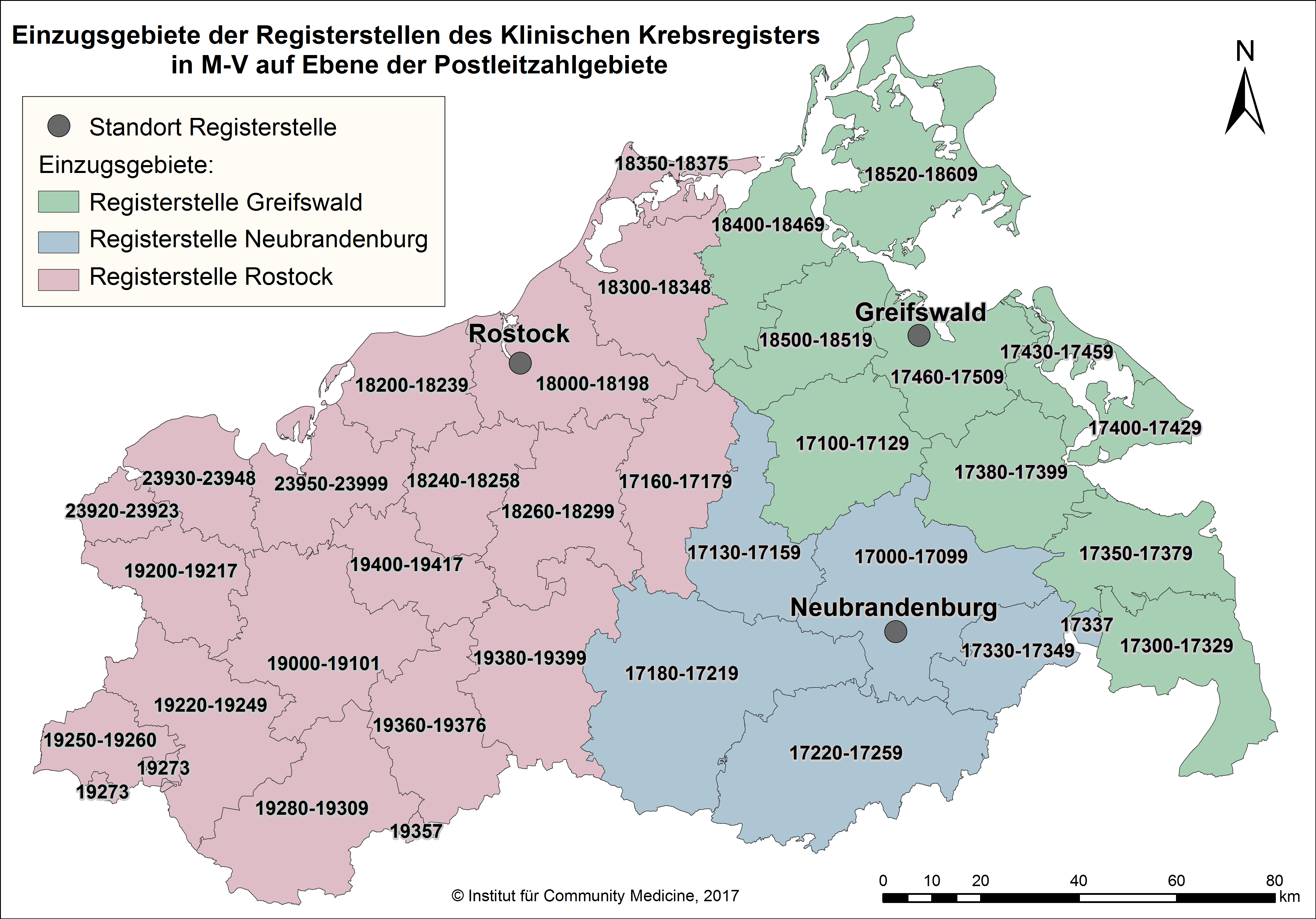 Einzugsgebiete Registerstellen – Krebsregister Mecklenburg-Vorpommern